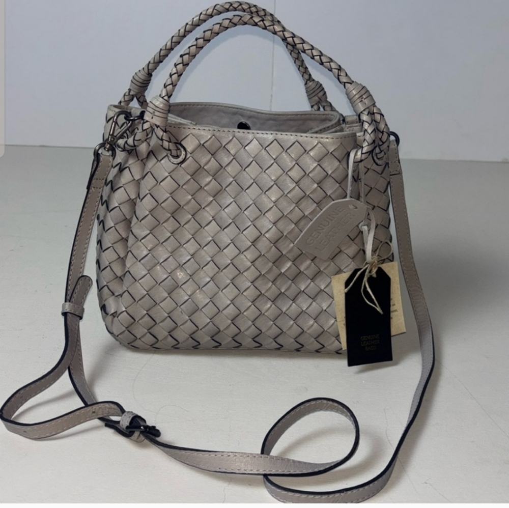 Gray Woven Leather Bag